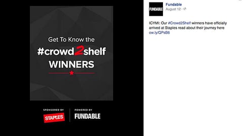 Fundable Staples 'Crowd2Shelf' Facebook Update